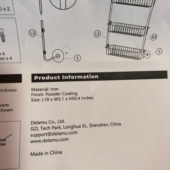 NEW Delamu 6 Tier Over the Door Pantry Organizer Black Iron #MS - Picture 2 of 6